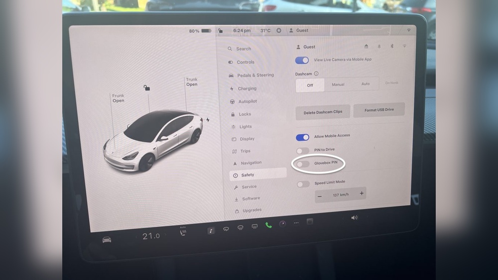 How to Put Pin on Tesla Glove Box